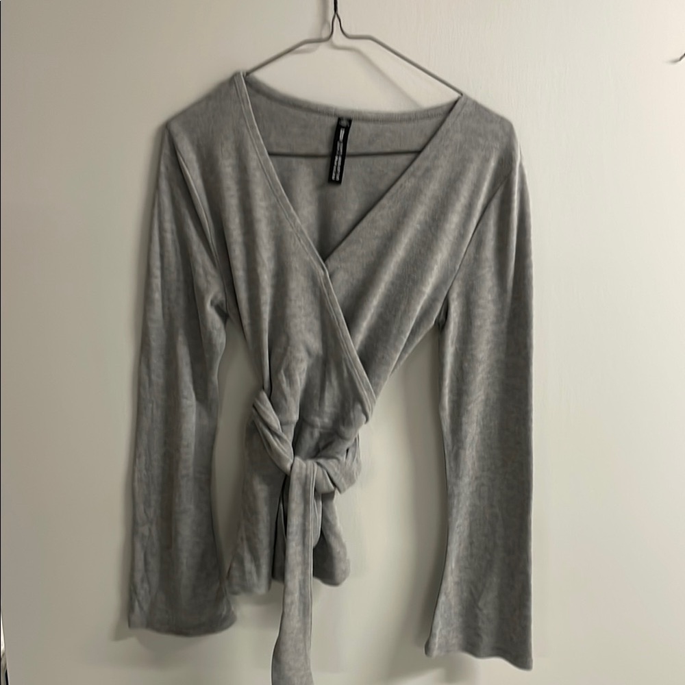 Gray Wrap Top